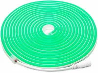 Світлодіодна силіконова стрічка LED NEON Green 0764 5 м з блоком живлення IP65, універсальна неонова гнучка підсвітка 12v-220v 5M в силіконі Зелена