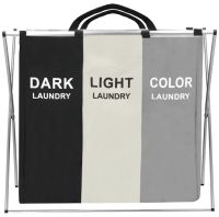 Складна корзина органайзер Laundry Basket B14 для сортування брудної білизни на 3 відсіки 120л, білизняний ящик для речей з 3 відділеннями у ванну