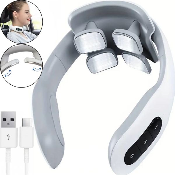 Electric Pulse Muscle Stimulator Neck Massager Smart Neck Massage MD-066 with USB 1200 mAh, Multifunctional Electric Muscle Massager MD-061
