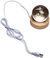 Crystal Ball Jellyfish Night Light 3D Creative Visualization Lamp LED Night Light, Transparent Glass Ball Lamp Powered by USB Battery