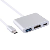 Кабель, адаптер, конвертер Buro Type-C на HDMI, USB 3.0, Type C, 3 в 1 концентратор для устройств с Type с портом, Переходник hub разветвитель белый