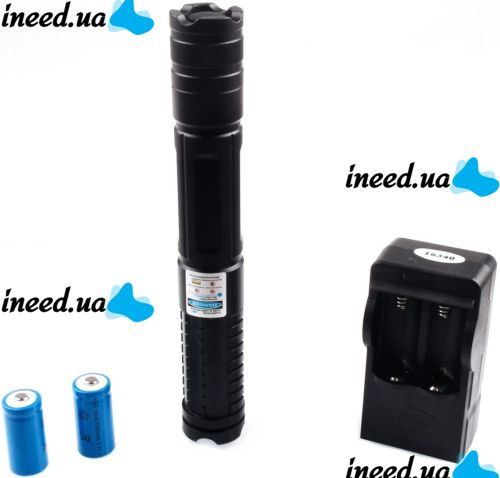 Laser pointer Laser Blue YX-B008 10000mW blue laser with replaceable nozzles up to 50 km, astronomical laser designator on battery B008