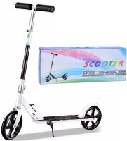Two-wheeled Folding Scooter Scooter 888 BT-3 White with Footrest and Height Adjustment for Teenagers 110 kg, Urban Straight Scooter Wheels 200mm
