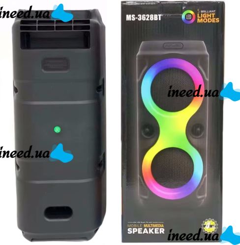 Rechargeable Speaker Speaker Bluetooth SPEAKER MS-3629BT with RGB LED Backlight Wireless Bluetooth Speaker System E4109 FM AUX from battery