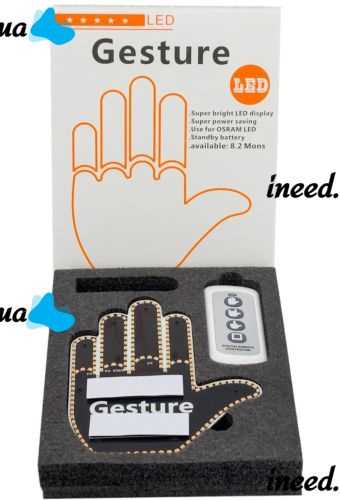 LED Hand Fun Gesture Hand LED-palm with Velcro gestures with backlight, car sign on the rear window in the car interior with remote control