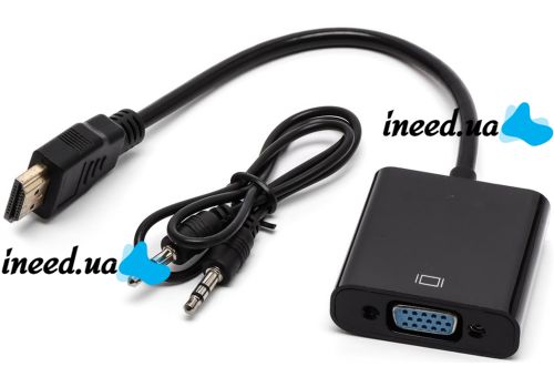 Конвертер HDMI на VGA універсальний відеокабель, адаптер перехідник для перетворення сигналу, аудіо вхід 3.5 mm Converter 1080P USB 34103