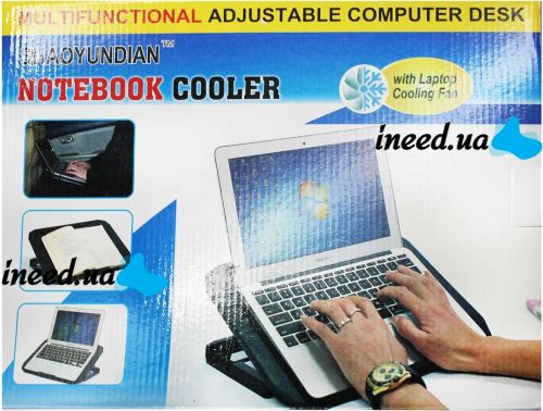 Складна підставка для ноутбука з охолодженням Shaoyundian Notebook Cooler розкладний регульований столик охолоджувач з вентилятором USB Чорний