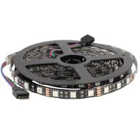 USB Bluetooth светодиодная лента Rope-Lights RGB SMD5050 5 м IP65 с управлением от телефона разноцветная с контролером в силиконе Черная SMD-5050