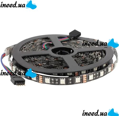 USB Bluetooth светодиодная лента Rope-Lights RGB SMD5050 5 м IP65 с управлением от телефона разноцветная с контролером в силиконе Черная SMD-5050
