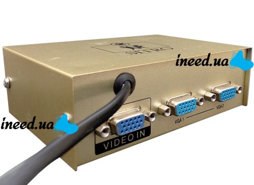 Сплиттер VGA KV-FJ1502A Splitter, Коммутатор 150MHz 2 Port два порта с адаптером разветвитель VGA