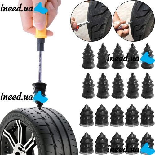 Ремкомплект для безкамерних шин Tire repair nail 20шт гумові цвяхи комплект саморізів для ремонту покришок автомобіля скутера мотоцикла в коробці 