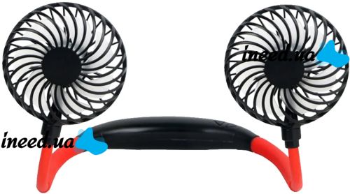 Портативний вентилятор на шию Neck Fan 360° бездротовий шийний спортивний охолоджувач 3 швидкості з акумулятором, LED-підсвічуванням і USB зарядкою