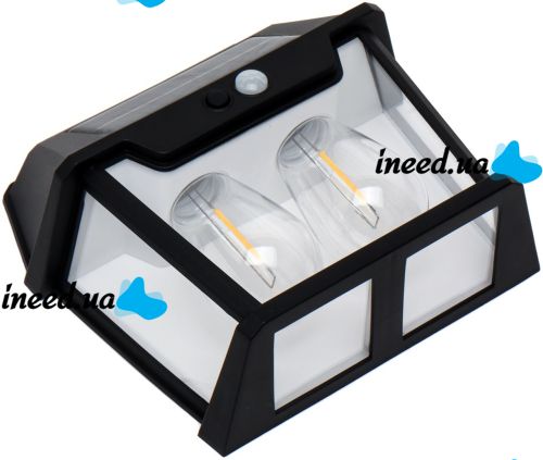 Вуличний настінний світильник Coba Solar Wall Lamp HW-888 - 2W акумуляторний підвісний ліхтар на сонячній батареї з датчиком руху 2 лампи 3 режими