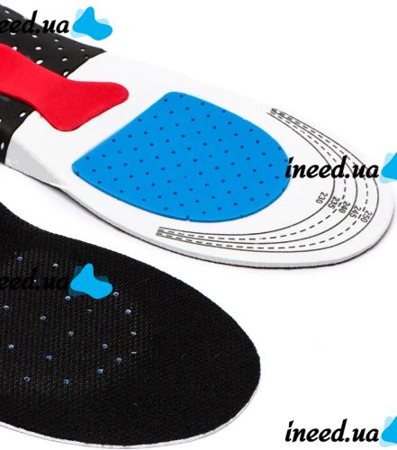 Orthopedic insoles size 39-44 with rigid supinator and gel heel AND195 universal trimmed insoles from flat feet, blisters for shoes