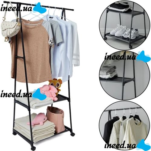 Підлогова вертикальна стійка вішалка для одягу Coat rack Traingular 160Х55 см багатофункціональна пересувна полиця для зберігання речей до 20 кг