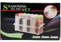 Набір контейнерів для спецій Seasoning Six Piece Set 6 штук набір прозорих ємностей, кухонний органайзер для зберігання сипучих приправ на підставці