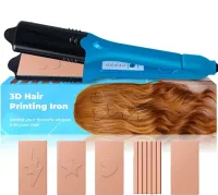 Curling iron straightener 3D Hair Printing Iron XL-619 for straightening hair with nozzles with a pattern, Forceps 5 plates with ceramic coating and glove