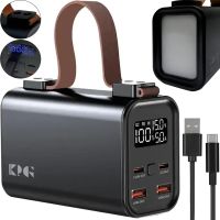 Portable Charger Power Bank KP KG-300 30000 mAh 100W with Flashlight, External Battery Powerbank 30000mAh USB Type-C with Handle Black