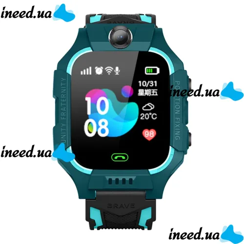 Wrist Smart Children's Smart Watch Smart Watch X17 400 mAh with SIM Card, GPS Video Call and Flashlight Waterproof IP67 for Children Green