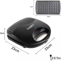 Waffle Maker Sonifer Cone Maker SF-6043, Electric Waffle Maker for Belgian Waffles, Household Sandwich Maker Sandwich Maker Waffle Maker 750 W Black
