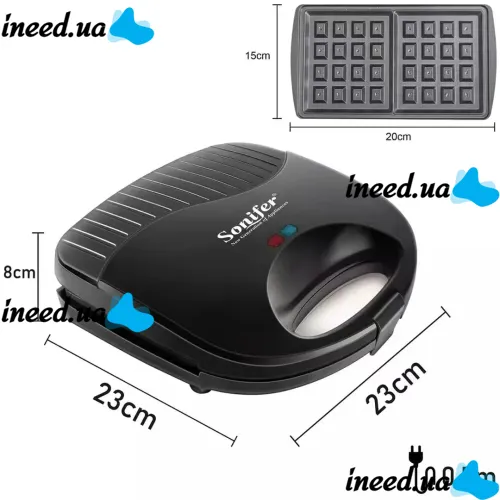 Waffle Maker Sonifer Cone Maker SF-6043, Electric Waffle Maker for Belgian Waffles, Household Sandwich Maker Sandwich Maker Waffle Maker 750 W Black