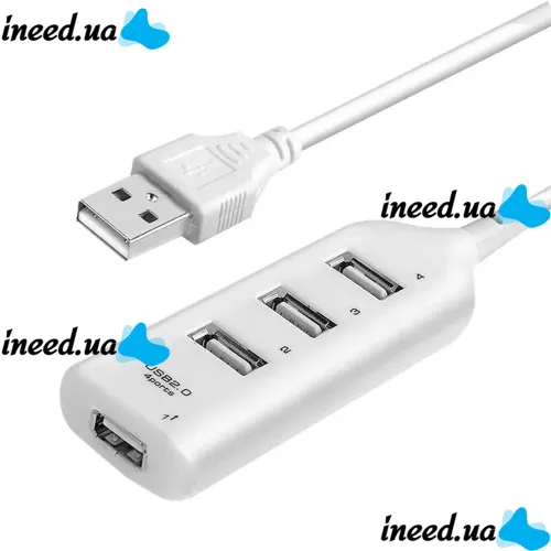 USB хаб Hi-Speed XD4 White на 4 порти, Універсальний розгалужувач з 4 виходами концентратор перехідник HUB 480 Мбіт для комп'ютера від USB Білий