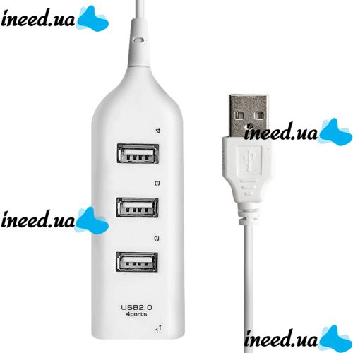 USB хаб Hi-Speed XD4 White на 4 порти, Універсальний розгалужувач з 4 виходами концентратор перехідник HUB 480 Мбіт для комп'ютера від USB Білий