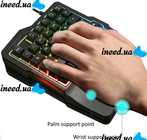 UKC 7768 Gaming Set Wired Keyboard and Mouse with RGB LED Backlight 45 Keys, Computer Kit Mouse with Keyboard for PC Black