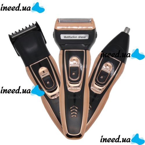 Аккумуляторная мужская электробритва, машинка, триммер Gemei GM-595 Hair Trimmer для бороды и носа, универсальный набор 3 в 1 для стрижки волос Gemmy