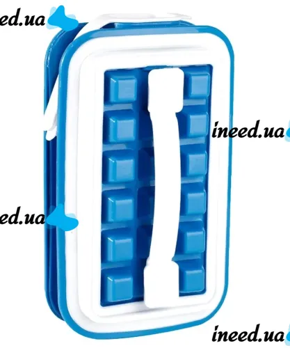 Герметична силіконова форма для льоду з кришкою на 18 клітинок Fill + Carry Without Spilla, Контейнер ледница 18 кубиків, Ледница для заморозки води