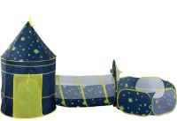 Детская игровая палатка замок Beautiful Cubby house 3 в 1 для детей с палаткой домиком, туннелем и сухим бассейном, Сборный вигвам с сумкой Синий