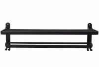 Universal Wall Shelf Holder Matte S1302 2 Tiers for Towels, Adjustable Hanger Organizer on the Wall for Drying Towels Black