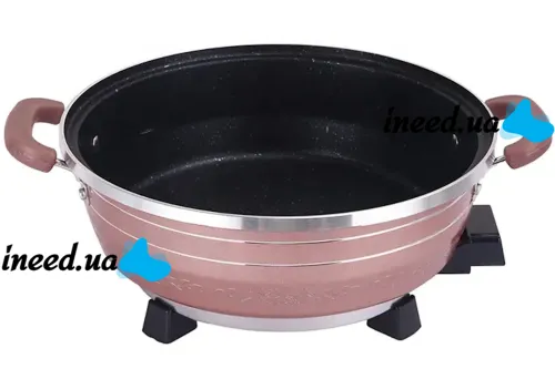 Электрическая двойная кастрюля скороварка Hoffmans HM-3031 8л 32см, 1500W, Электрокастрюля пароварка рисоварка HM3031 от сети Коричневая