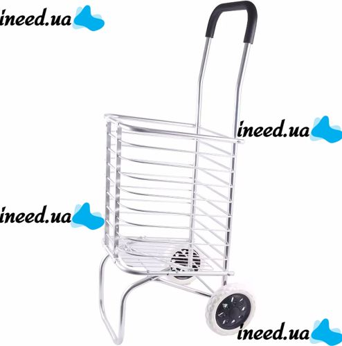 Folding Shopping Cart XS-2 with shopping basket up to 65 kg 42x39x91 cm, Household folding wheelbarrow basket on wheels with handle Silver