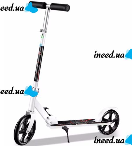 Two-wheeled Folding Scooter Scooter 888 BT-3 White with Footrest and Height Adjustment for Teenagers 110 kg, Urban Straight Scooter Wheels 200mm