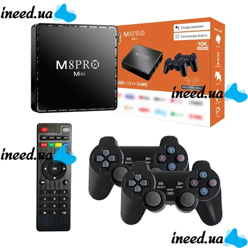 Game Video TV Set-top Box Game M8Pro Mini PS1 Android 12.1 2GB/64GB with Two Joysticks, Dendy, Sega HDMI Console to TV 64GB 10000 Games