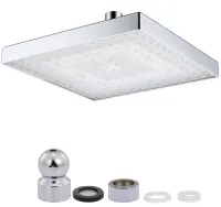 Светодиодная квадратная насадка лейка для верхнего душа Shower head AND XL-902 с LED RGB подсветкой, Душевая насадка-лейка с датчиком температуры
