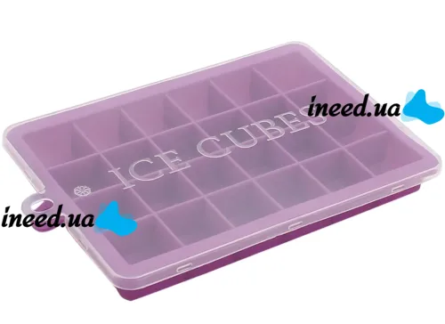 Силіконова багаторазова форма Silicone Ice Cubes Make для заморозки льоду і шоколаду з кришкою на 24 осередки, Лоток піднос для зберігання льоду 24 кубика