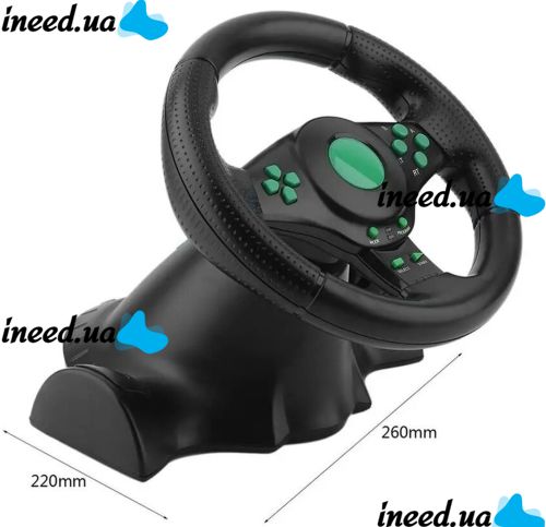 Vibration Steering Wheel 3-in-1 Universal Game Steering Wheel with Pedals and Gearbox for PC/PS2/PS3, Multimedia Sports Steering Wheel for PC