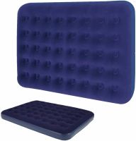Inflatable Single mattress Avenli Flocked Air Bed Single 191x99x22cm up to 150 kg with velour coating, Inflatable bed for 1 place with pump Blue