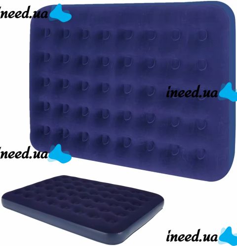 Inflatable Single mattress Avenli Flocked Air Bed Single 191x99x22cm up to 150 kg with velour coating, Inflatable bed for 1 place with pump Blue