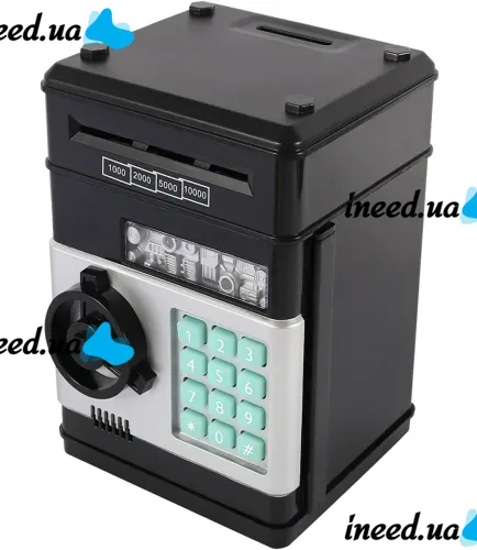 Дитяча електронна скарбничка сейф Mony Safe, купюроприймач, банкомат, з кодовим замком для паперових купюр, монет на батарейках Piggy number Bank