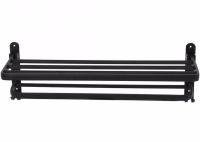 Universal Wall Shelf Holder Matte S1302 2 Tiers for Towels, Adjustable Hanger Organizer on the Wall for Drying Towels Black