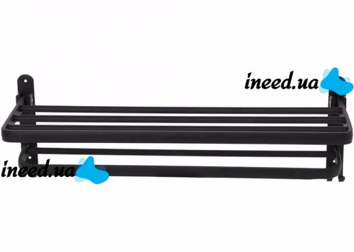 Universal Wall Shelf Holder Matte S1302 2 Tiers for Towels, Adjustable Hanger Organizer on the Wall for Drying Towels Black