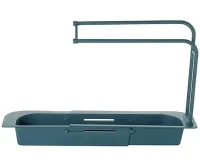 Розсувна Полиця органайзер для раковини Sink rack AD - 1792 для губки і ганчірок, телескопічна поличка сушарка рушники на мийку LY-567 Темно-синя