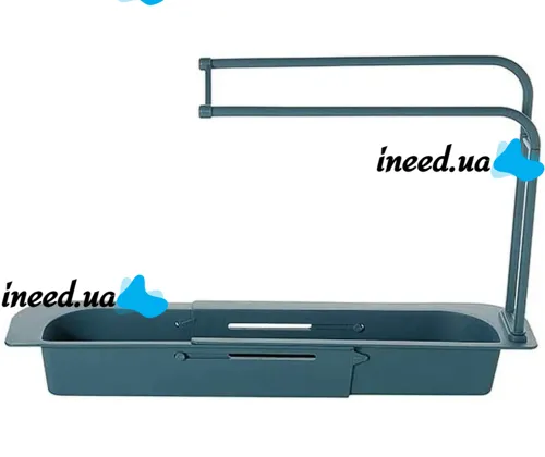 Розсувна Полиця органайзер для раковини Sink rack AD - 1792 для губки і ганчірок, телескопічна поличка сушарка рушники на мийку LY-567 Темно-синя