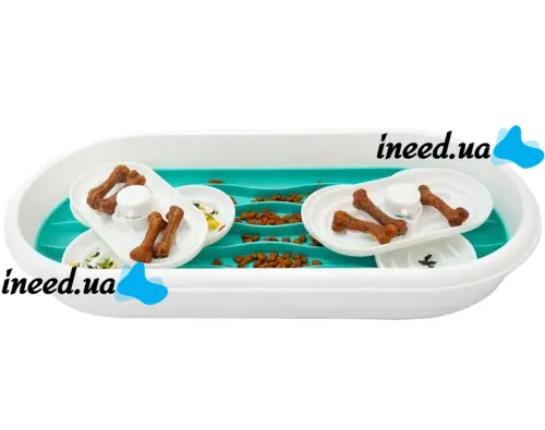 Подвійна годівниця лабіринт Henry & Cary Pets для повільного годування собак і кішок, Миска для тварин у вигляді кісточки з обертанням на 360 градусів
