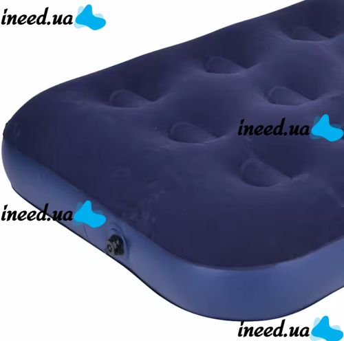 Inflatable Single mattress Avenli Flocked Air Bed Single 191x99x22cm up to 150 kg with velour coating, Inflatable bed for 1 place with pump Blue