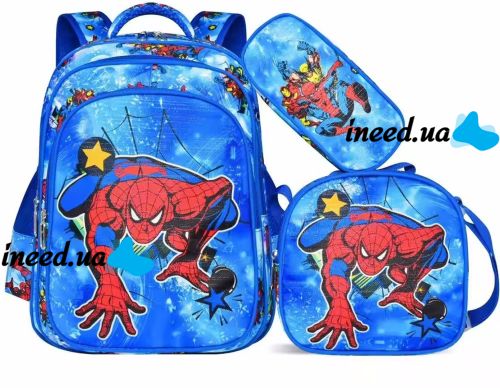 Школьный набор рюкзак, сумка и пенал Fashion Spider Man NA-6 для мальчиков, Детский комплект сумок Человек паук 3 в 1 портфель в школу для детей
