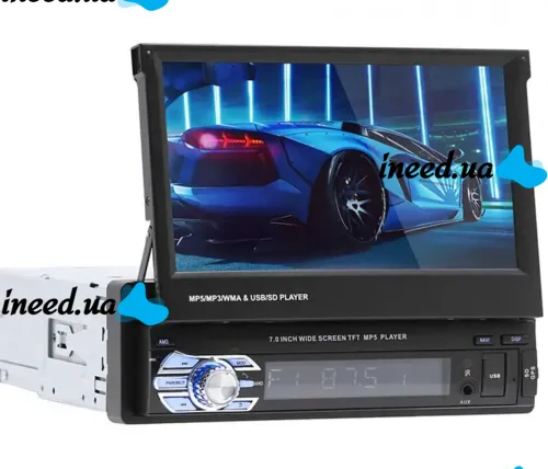 Car Radio with Retractable Screen 7" Bluetooth Car Stereo SWM 9601G 1DIN Car Radio MP5 FM/AM with Monitor and Rear View Camera 9612G